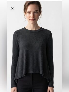 Lululemon High Low Charcoal Ribbed Long Sleeves Top